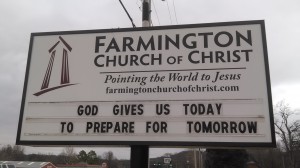 The Farmington Church of Christ sign with the logo Red Rook Royal created for them.