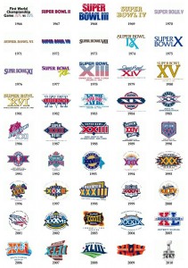 Super Bowl logos from 1966 to 2010.